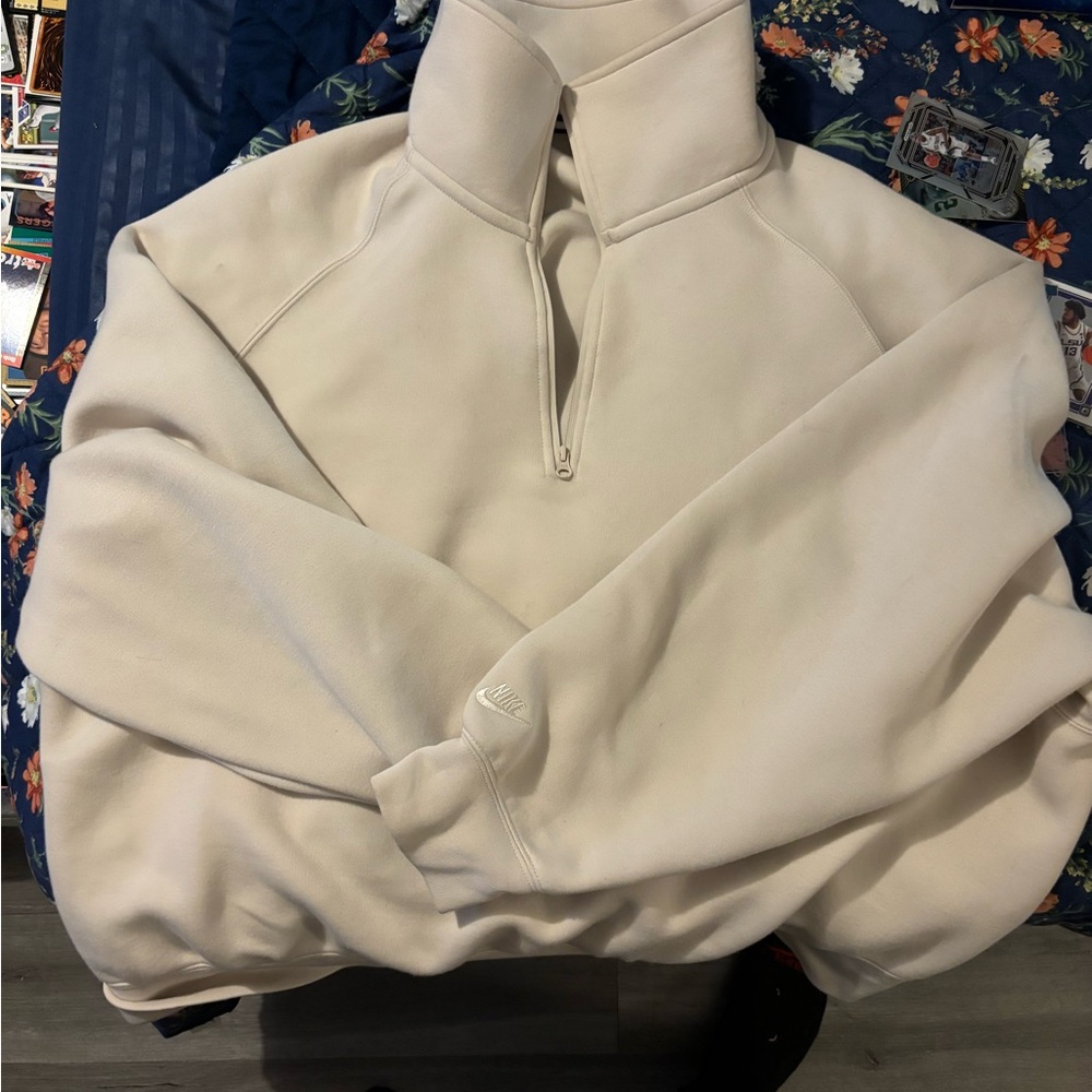 Nike tech Men's Off-White Zip-Up Sweater (Rare)